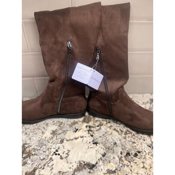 Aerosoles Women's Brown Suede Knee-High Boots Lewes 10.5M With Zipper Closure NW - Picture 8 of 10